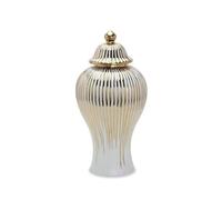 Large Gold Ginger Jar Storage Vase with Lid Decorative Ceramic Tabletop Collectible for Home Decor Stylish Large Capacity 20x42CM Ginger Jars