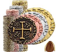 Large Gold Metal Pirate Coins - 100 Leprechaun Metal Rose Gold, Bronze, Silver & Gold for St Patricks Day, Game Tokens, Toys & Cosplay - Fake Set for Pirate Treasure Chest