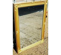 LARGE GOLD ORNATE WALL MIRROR RUSTIC GOLD FRENCH HALLWAY BATHROOM WOODEN FLOWERY DESIGN 104x74cm