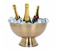 Large Gold Ribbed Party Punch Bowl Champagne Wine Beer Cool Ice Bucket Bowl