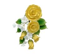 Large Gold Rose Sugar Flower Anniversary Wedding Cake Spray Gum Paste