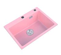 Large Granite Kitchen Sink - Single Bowl Bar Prep with Drain Pipe & Installation Kit - Versatile Drop-In/Undermount Design for Modern Kitchens & Easy Cleaning