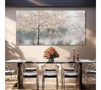 Large Gray Tree Canvas Art Print - Serene Garden Scene, Flat Print Poster for Modern Living Room, Bedr 40x80cm frame