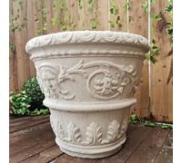 Large Greek Patterned Sandstone Planter Pot