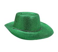 Large Green Coloured Glitter Cowboy Hats Fancy Dress Hats (Pack of 1)