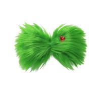 Large Green Furry Hair Bow Hair Clip with Red Heart Christmas Hair Bows Christmas Costume Accessories Women (Green, One Size)