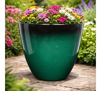 Gr8 Garden Large Round Green Glazed Effect Egg Cup Planter Patio Flower Plant Pot Tub
