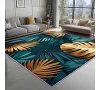 Large Green Rugs 100x150 cm - 3D Plants Palm Trees Printed Area Rugs Soft Non Slip Washable Modern Sofa Floor Carpets For Living Room Bedroom Lounge Dining Room