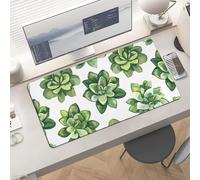 Large Green Succulent Pattern Desk Mat 24x12 Inch Waterproof Non-Slip Rubber Desk Pad for Office Home Gaming Remote Work Foldable Portable Mousepad for Keyboard Laptop Desktop Accessories