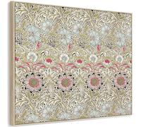 Large Green William Morris Wall Art Framed Canvas Print of Famous Corncockle Tapestry (123cm x 97cm)