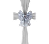 Large Grey Door Bow with LED Lights - Christmas Front Door Decoration, Waterproof, Battery Operated, Festive Holiday Outdoor & Indoor Décor for Home, Wreath Alternative (Grey Bow & Silver LED Light)