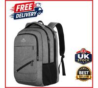 Large Grey Laptop Backpack 17 Inch with Anti-Theft Pockets and Compartments