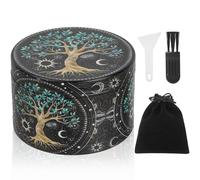 Large Grinder 63mm, 4 Layers Zinc Alloy Spice Crusher with 40 Grinding Teeth, Metal Grinder Full Colour Painting Tree Design, Pollen Grinders with Scraper, Plastic Brush and Storage Bag