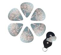 Large Guitar Picks Cherry Tree Print 6 Pack with Organizer Storage Box for Guitar Accessories Ukulele for Acoustic Guitar Bass Guitar
