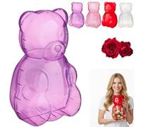 Large Gummy Bear Containers, Clear Gummy Bear Shaped Candy Holder for Valentine's Day, Big Plastic Bear Container, Reusable Bears Shaped Gift Box for Candy, Party Favors & Festive Storage (Purple)