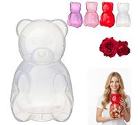 Large Gummy Bear Containers, Clear Gummy Bear Shaped Candy Holder for Valentine's Day, Big Plastic Bear Container, Reusable Bears Shaped Gift Box for Candy, Party Favors & Festive Storage (White)