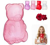 Large Gummy Bear Containers, Clear Gummy Bear Shaped Candy Holder for Valentine's Day, Big Plastic Bear Container, Reusable Bears Shaped Gift Box for Candy, Party Favors & Festive Storage (Pink)