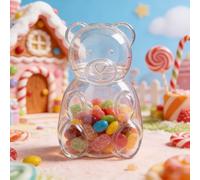 Large Gummy Bear Containers, Clear Plastic Bear-Shaped Candy Jar, Giant Gummy Bear Storage Box for Valentine’s Day, Reusable Teddy Bear Container for Party Favours (White)