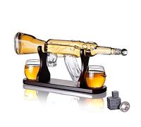 Large Gun Decanter Bullet Glasses Set - 800Ml Limited Edition Elegant Rifle Gun Whiskey Decanter with 2 Bullet Whiskey Glasses and Wooden Base - Great Gift