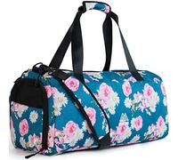 Large Gym Bag for Women with Shoe Compartment, 40L Sports Bag for Men with Wet Pocket, Lightweight Duffel Bag Travel Bag for Weekend Overnight Trips, Navy Floral, 20'' x 11'' x 11'', Packable Gym Bag