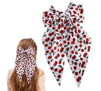 Large Hair Bows for Girls, Single Clip Barrettes, Multiple Designs Available Bowknot Hair Clip, Big Bows for Girls, Women,Jumbo Ribbon Bow Hair Clips with Long Tail (Cherry Red)