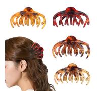 Large Hair Clips, Hair Clips for Women, Pack of 4 Claw Clip, Octopus Leopard Hair Clips, Non-Slip Jaw Clip, Large, Strong Hold, Large Hair Clip for Thick Hair and Curly Hair