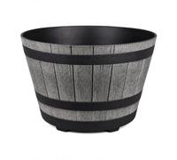 Large Half Barrel Planter with Drainage Holes (Pack of 1) - Heavy Duty Plastic Garden Plant Pot for Indoor & Outdoor Flowers, Shrubs, Herbs, Vegetables, Patio, Balcony & Garden Décor (SILVER)