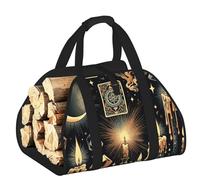 Large Halloween-Candles-Tarot-Cards Firewood Carrier Bag, 600d Oxford Cloth Log Tote With Reinforced Handles, Open-End Wood Hauling Bag For Fireplace, Wood Stove, Camping And Outdoor Storage