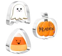 Large Halloween Cookie Cutters Set for Baking - Pumpkin, Ghost and Candy Corn Shape Stainless Steel Holiday Cutter (3 Pieces)