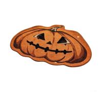 Large Halloween Door Mat 80x120cm for Entryway Bedroom | Irregular outer design, vibrant orange face, comfortable texture, festive , bedroom living room decor