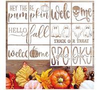 Large Halloween Fall Door Mats Stencils for Painting on Wood Hello Fall Doormat Stencils Reusable Welcome Stencil Template Drawing Skull Stencil on Wood Sign Doormats Door Hang DIY Crafts (mat12)