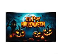 Large Halloween Party Banner with Traditional Pumpkin and Elements, Made of Lightweight Polyester Fabric with Four Metal Grommets for Hanging on Various Surfaces (WSBJ-S016)