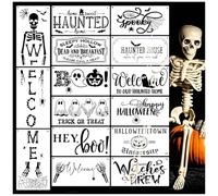 Large Halloween Stencils for Painting on Wood Reusable Ghost Welcome Template Drawing Halloween Doormat Stencils for Porch Sign Door Hanger Door Mats DIY Crafts Wall Holiday Decor(porch15)
