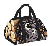 Large Halloween-Tarot-Cards-Skeletons Firewood Carrier Bag, 600d Oxford Cloth Log Tote With Reinforced Handles, Open-End Wood Hauling Bag For Fireplace, Wood Stove, Camping And Outdoor Storage