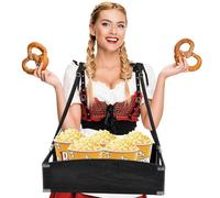 Large Halloween Wooden Snack Trays with Strap 22.8 x 15.8 x 5.9 Inch Movie Night Snack Trays Usherette Vendor Tray Popcorn Carrier Party Tray for 20's Theme Party Carnival Costume Supplies