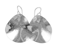 Large Hammered Solid 925 Silver Drop Earrings Handmade Jewellery