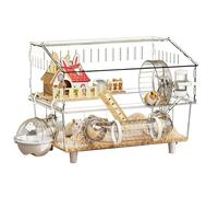 Large Hamster Cage - 2-Layer Clear Chinchilla Playpen,Big Hamster Cage with Water Bottle and Bathroom | for Indoor Outdoor Travel Animal Home Guinea Small Pet Observation