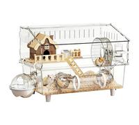 Large Hamster Cage | 2 Tier Clear Acrylic House | Gerbil | Pet Shop, Indoor Observation, Outdoor Play & Home