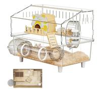 Large Hamster Cage 2-Tier Clear Run | Large hamster cage for small animals such as guinea pigs, observation at home or on the go