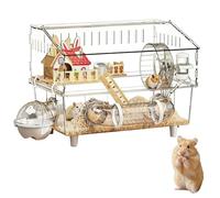 Large Hamster Cage | 2-Tier Transparent Run - Generous Hamster Enclosure for Small Animals such as Guinea Pigs, for Use at Home, Travel or Outdoors for Observation