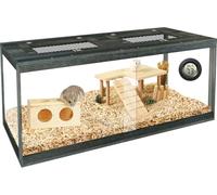Large Hamster Cage 48", Front Opening Lockable Sliding Door Gerbil Cage, Dwarf Hamster Cage with Metal Mesh Roof, Chewproof Syrian Hamster Habitat Enclosure, (Black Gray, 48" L x 20" W x 20" H)
