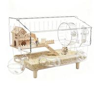 Large Hamster Cage - Acrylic 45 x 28 x 34 cm | Transparent Habitat on 2 Levels | Cage for Hamsters, Ferrets, Gerbils, Chinchillas, Small Animals, Supervised House, Accessories Included