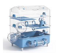 Large Hamster Cage, Blue Triple Layer Syrian Hamster Cage with Accessories, 50cm Sturdy Synthetic Material Easy Clean Design