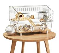 Large Hamster Cage - Double Layer Transparent House | Acrylic Ferret Observation Enclosure | Pet Supplies Accessory | Family Friendly Small Animal Habitat | Desktop Small Mammal Home Cage