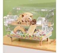 Large Hamster Cage Gerbil Haven Habitat | Extra Large Rat Cage Duplex, Acrylic Material, Small Animal Cage with Accessories