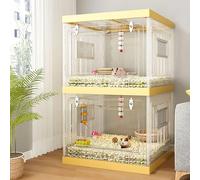 Large Hamster Cage, Hamster Villa, 360° Panoramic Dwarf Hamster Cage, Hamster House, Separate Rearing, Free Superposition(45x45x75cm)