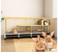Large Hamster Cage with 360° Wheels, Metal and PP Material, Spacious Guinea Pig Cage with Wire Mesh Design