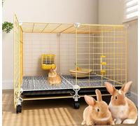 Large Hamster Cage with 360° Wheels, Metal and PP Material, Spacious Guinea Pig Cage with Wire Mesh Design