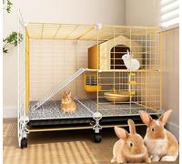 Large Hamster Cage with 360° Wheels, Metal and PP Material, Spacious Guinea Pig Cage with Wire Mesh Design