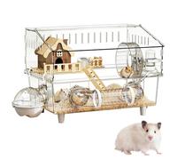 Large Hamster Cage, With Clear Viewing Panels, 45x30x34.5cm, 2-Layer Clear Chinchilla House, Acrylic Ferret Cage, Ventilated Structure, For Hamster Guinea Chinchilla Home Travel Indoor Outdoor Care
